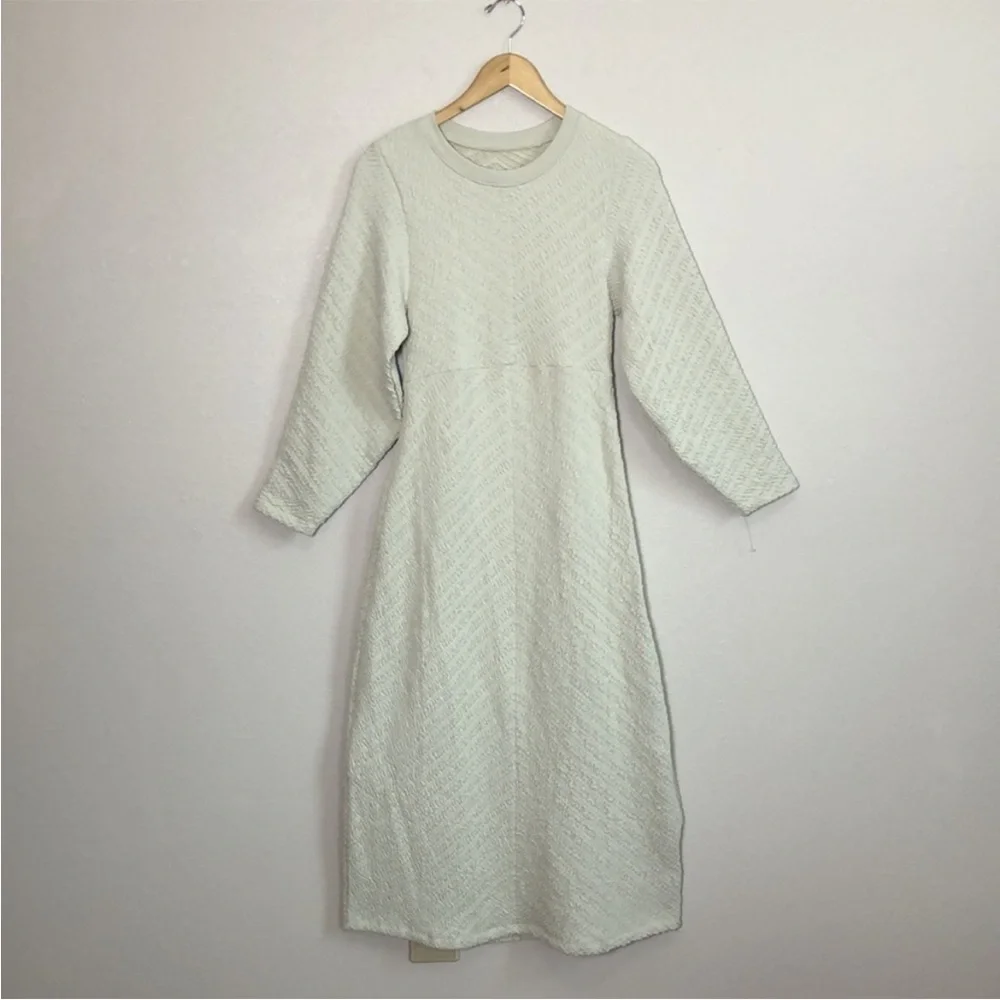 New FREE PEOPLE Gabby Seamless Long Sleeve Midi Dress Wet Plaster Quilted M/L‎